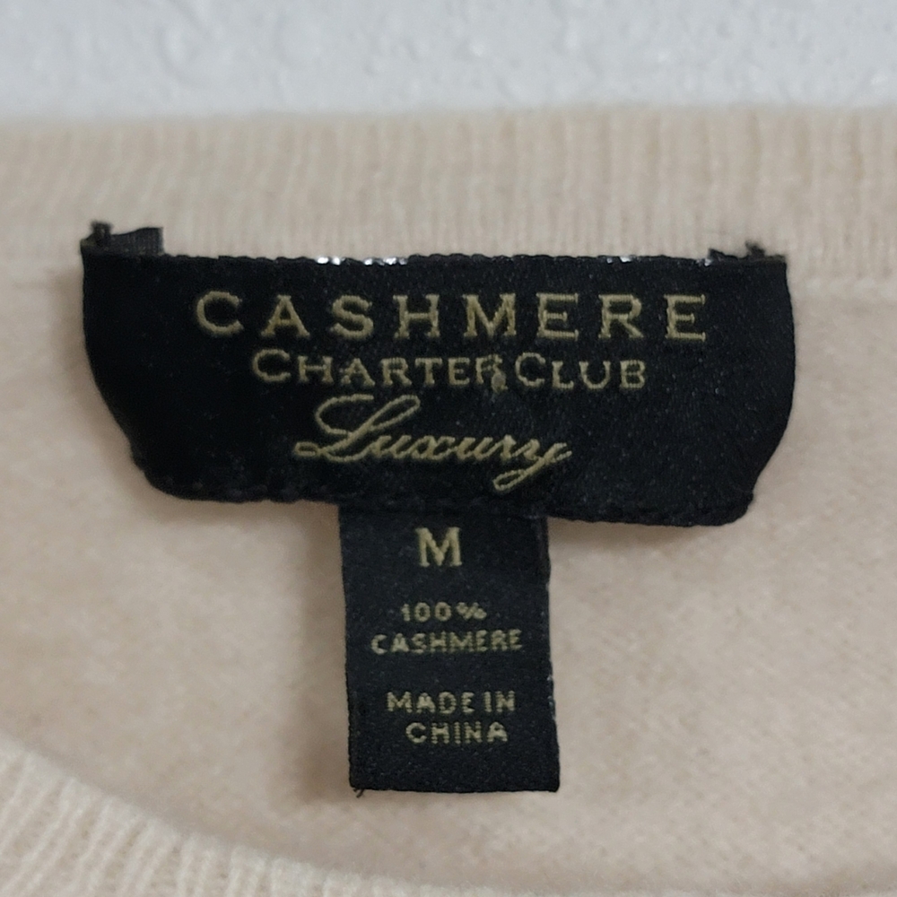 Charter Club Cashmere Sweater in Cream - Picture 3 of 5
